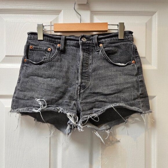 Levi's Premium 501 Denim Shorts in Trashed Black (gray) Wash - Picture 2 of 10